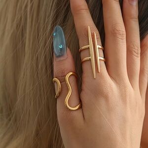 2 pieces 18k gold plated stainless steel rings